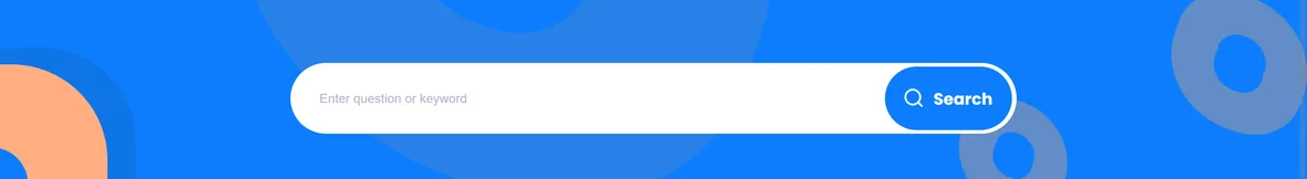 The band across the top of every PonyBuy help centre page: a single wide input reading Enter question or keyword with a Search button on its right, set on a blue field.