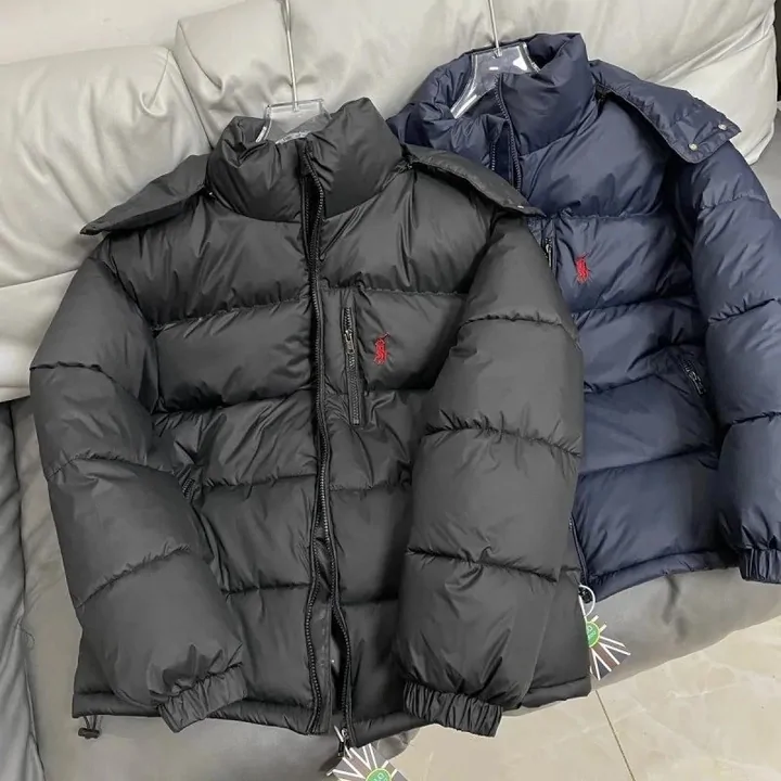 Two Polo down jackets photographed loose, the baffles still lofted